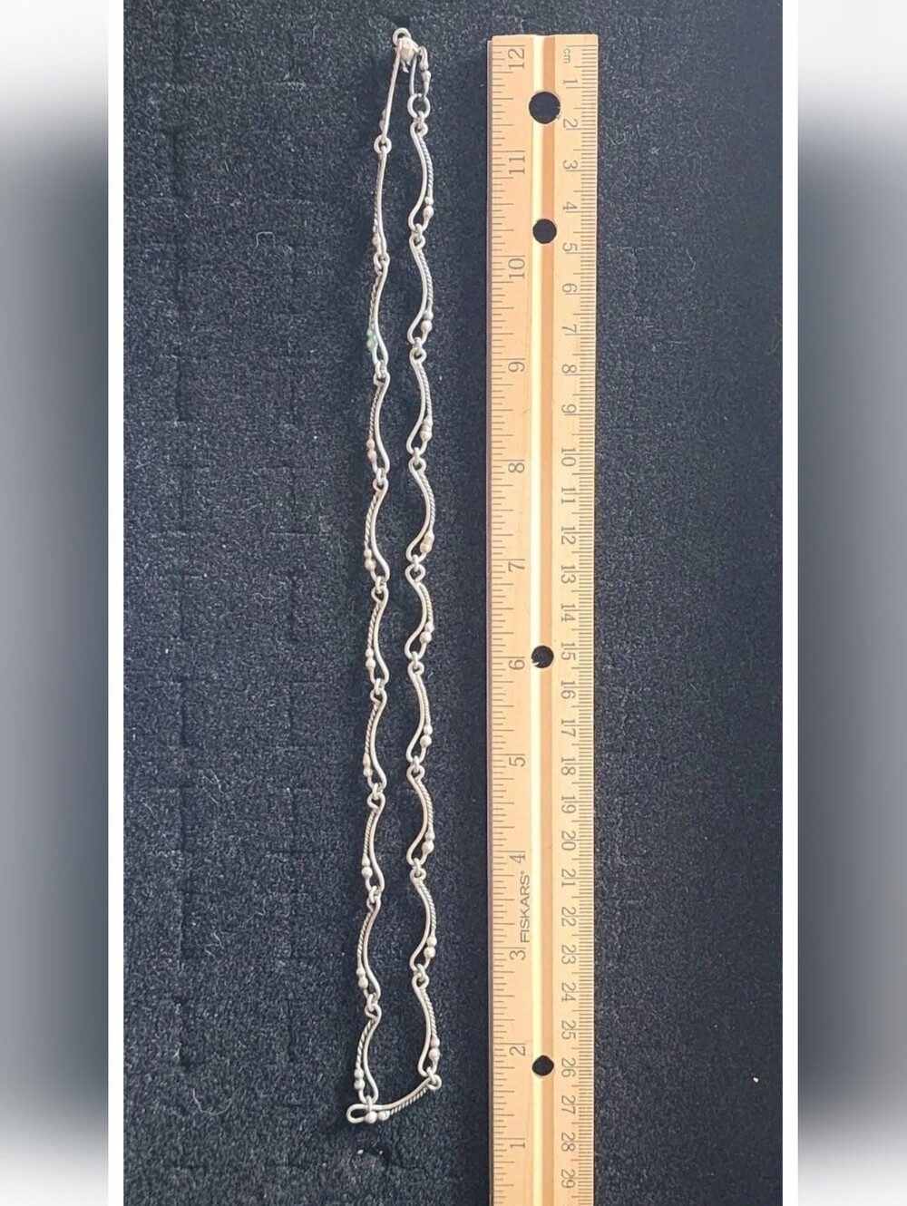 Handmade Native American Necklace Chain Sterling Silver Wave Scroll Ball Link